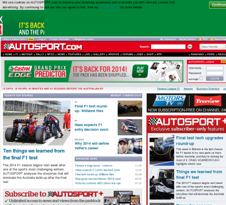 Auto Racing Rallying on Racing Magazine  Including F1  Champcars  Nascar  Rallying  Touring